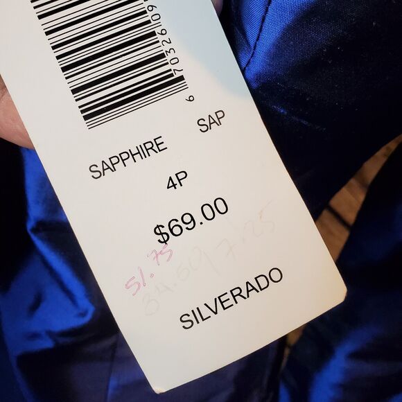 Sunny Leigh Blue Blouse Size 4P 100% Silk - Picture 3 of 7